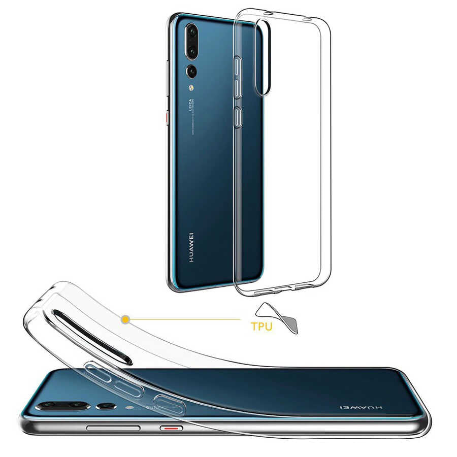 Huawei P20 Pro Kılıf Zore Süper Silikon Kapak Renksiz