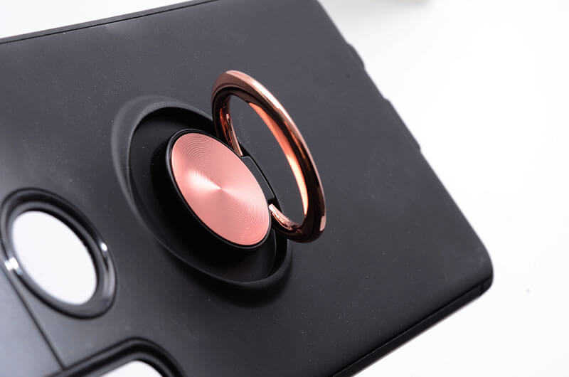 Huawei P30 Lite Kılıf Zore Ravel Silikon Kapak Siyah-Rose Gold