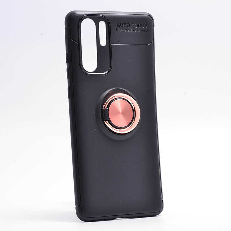 Huawei P30 Pro Kılıf Zore Ravel Silikon Kapak Siyah-Rose Gold