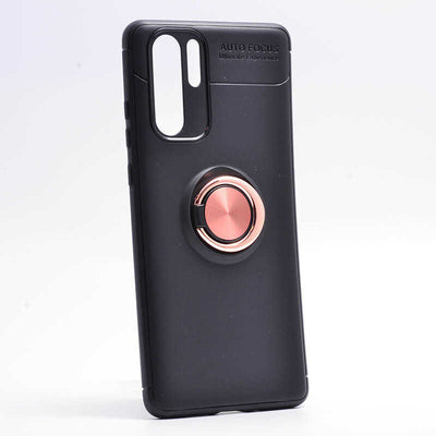 Huawei P30 Pro Kılıf Zore Ravel Silikon Kapak Siyah-Rose Gold