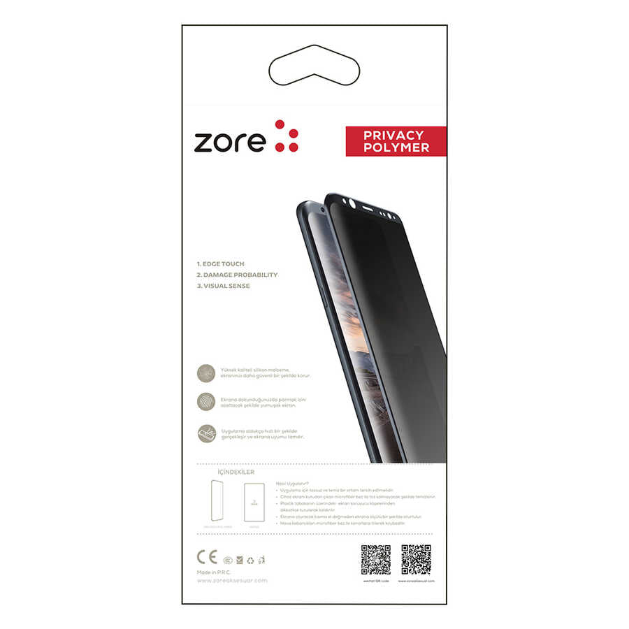 Huawei P30 Pro Zore Privacy Polymer Nano Ekran Koruyucu Siyah