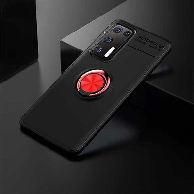Huawei P40 Kılıf Zore Ravel Silikon Kapak Siyah-Kırmızı