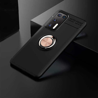 Huawei P40 Kılıf Zore Ravel Silikon Kapak Siyah-Rose Gold