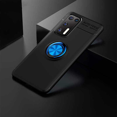 Huawei P40 Kılıf Zore Ravel Silikon Kapak Siyah-Mavi