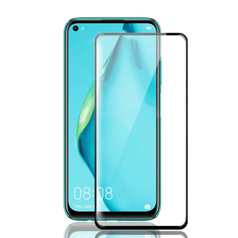 Huawei P40 Lite E Zore Kenarları Kırılmaya Dayanıklı Cam Ekran Koruyucu Siyah