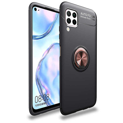 Huawei P40 Lite Kılıf Zore Ravel Silikon Kapak Siyah-Rose Gold