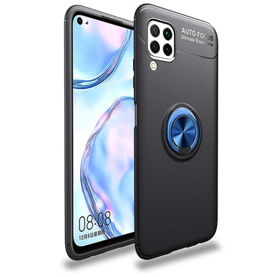 Huawei P40 Lite Kılıf Zore Ravel Silikon Kapak Siyah-Mavi