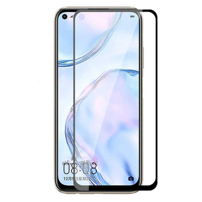 Huawei P40 Lite Zore Kenarları Kırılmaya Dayanıklı Cam Ekran Koruyucu Siyah