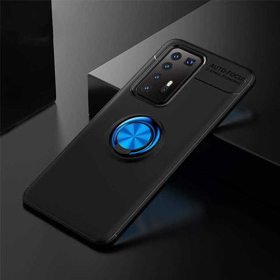 Huawei P40 Pro Kılıf Zore Ravel Silikon Kapak Siyah-Mavi