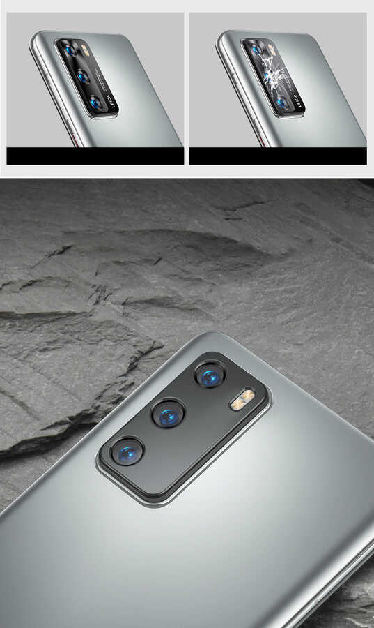Huawei P40 Zore Kamera Lens Koruyucu Cam Filmi Siyah