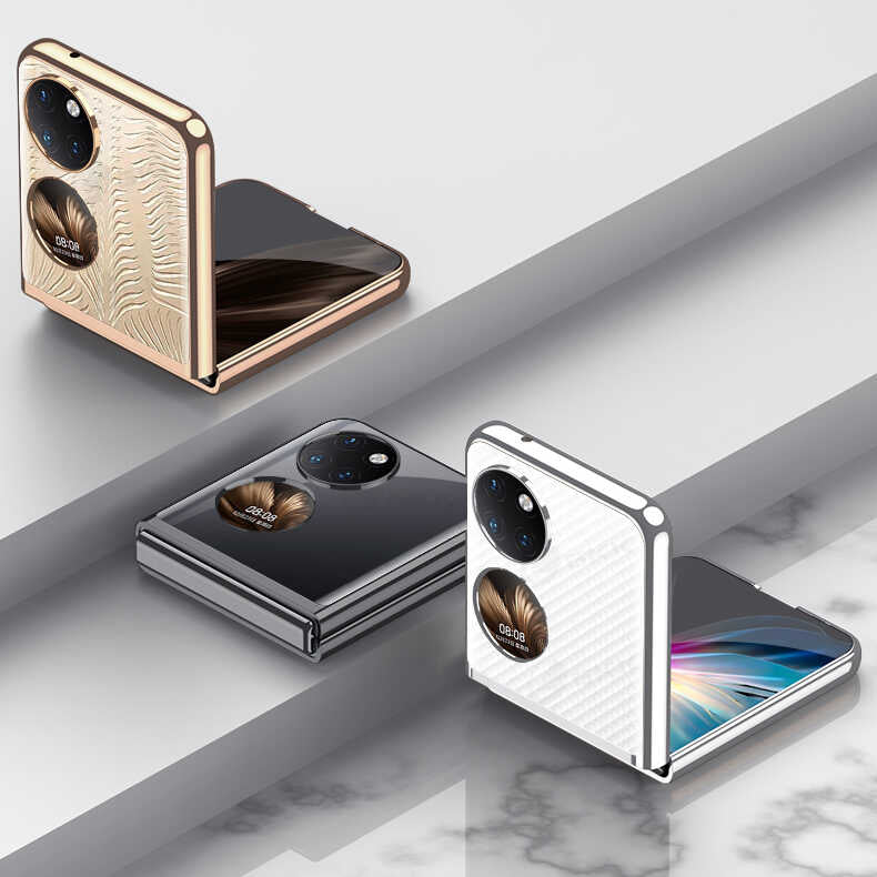 Huawei P50 Pocket Kılıf Zore Kıpta Kapak Gold