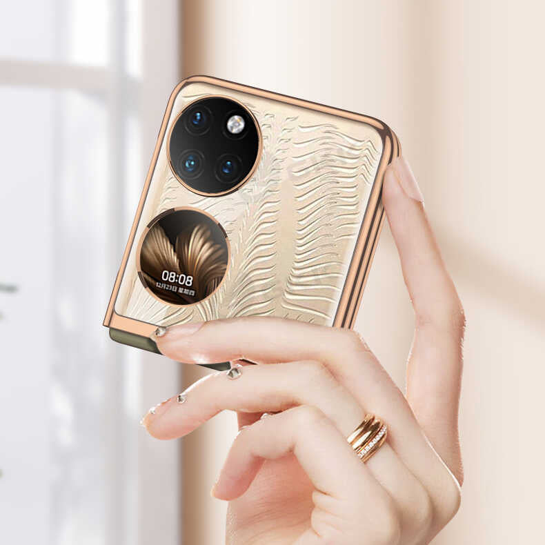 Huawei P50 Pocket Kılıf Zore Kıpta Kapak Gold