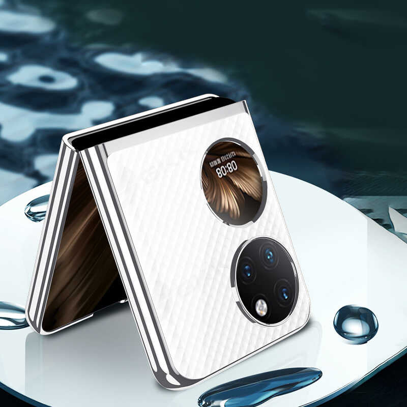 Huawei P50 Pocket Kılıf Zore Kıpta Kapak Gümüş