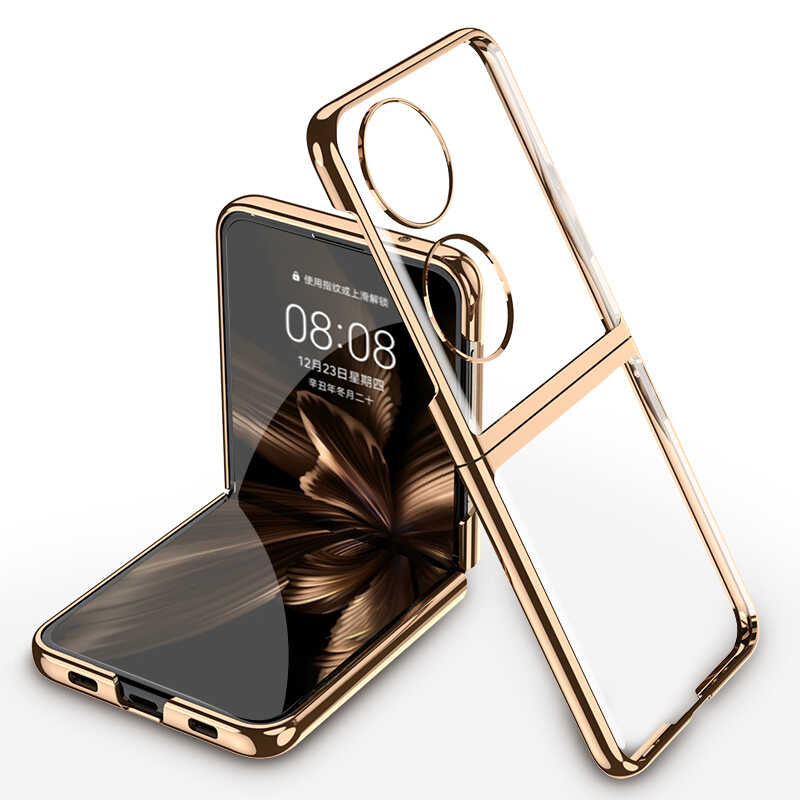 Huawei P50 Pocket Kılıf Zore Kıpta Kapak Gold