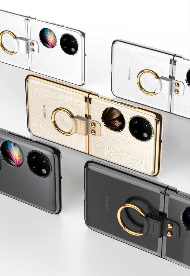 Huawei P50 Pocket Kılıf Zore Yüzüklü Kıpta Kapak Siyah