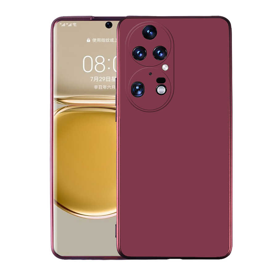 Huawei P50 Pro Kılıf Zore Premier Silikon Kapak Mürdüm