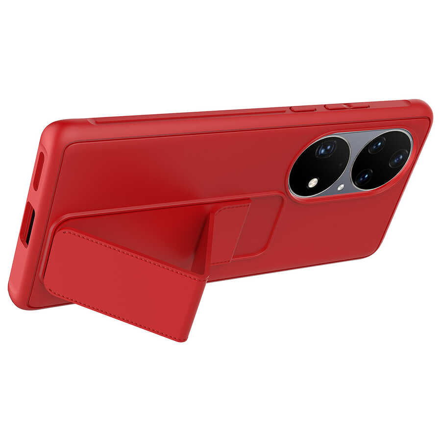 Huawei P50 Pro Kılıf Zore Qstand Kapak Mürdüm