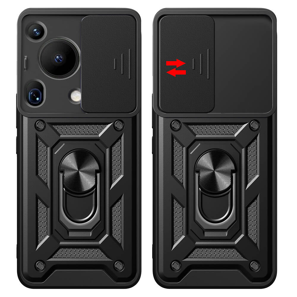 Huawei Pura 70 Ultra Kılıf Magnetik Standlı Kamera Korumalı Zore Sürgülü Vega Kapak Mavi