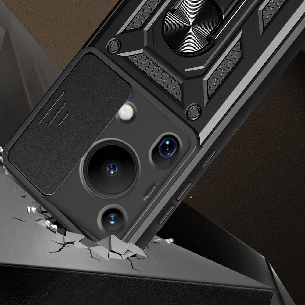 Huawei Pura 70 Ultra Kılıf Magnetik Standlı Kamera Korumalı Zore Sürgülü Vega Kapak Mavi