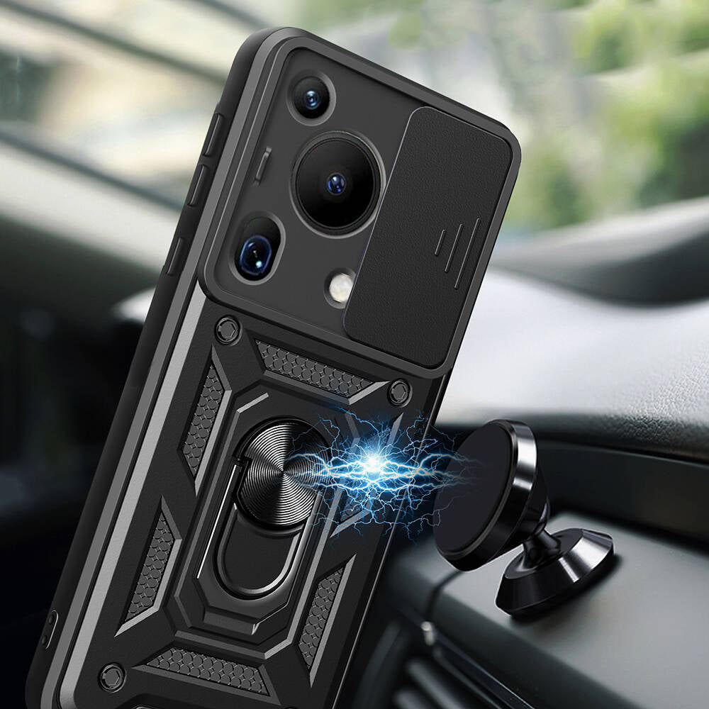 Huawei Pura 70 Ultra Kılıf Magnetik Standlı Kamera Korumalı Zore Sürgülü Vega Kapak Mavi