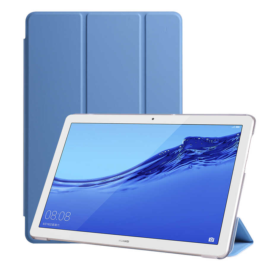 Huawei T5 10 inc Zore Smart Cover Standlı 1-1 Kılıf Mavi