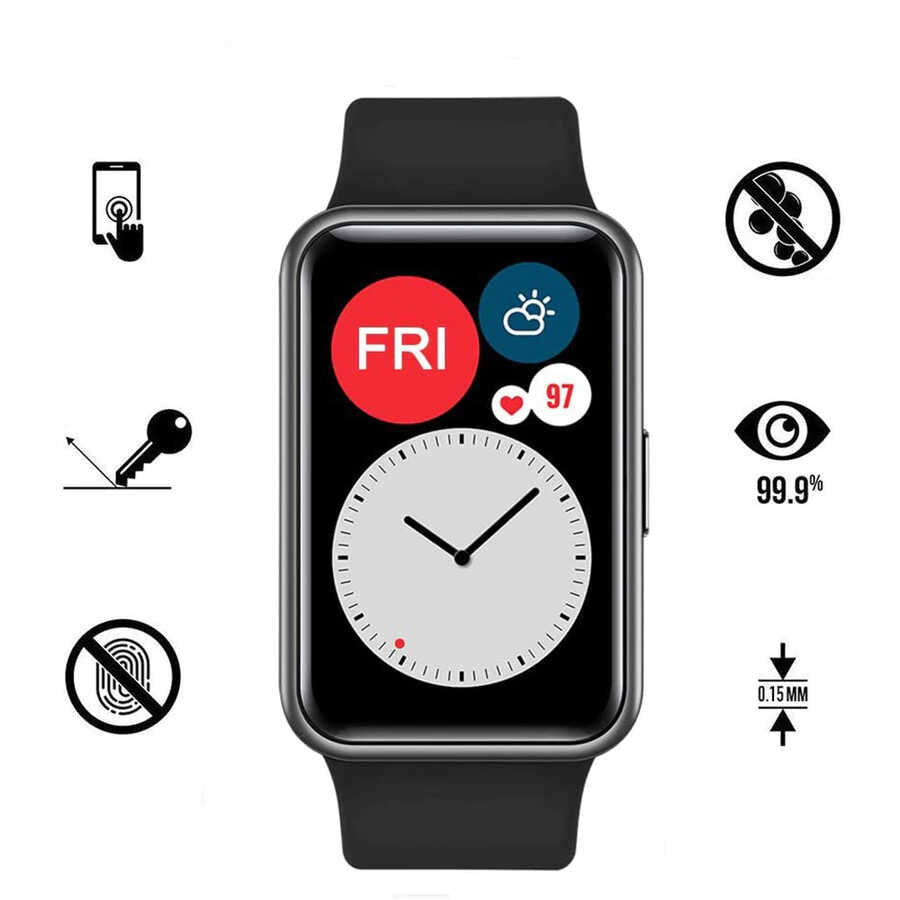 Huawei Watch Fit 2 Zore PMMA Pet Saat Ekran Koruyucu Siyah