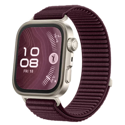Huawei Watch Fit 4 Pro Zore KRD-144 Hasır Kordon Mürdüm
