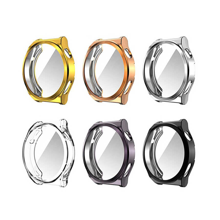 Huawei Watch GT 3 Pro 46mm Zore Watch Gard 02 Koruyucu Silikon Gümüş