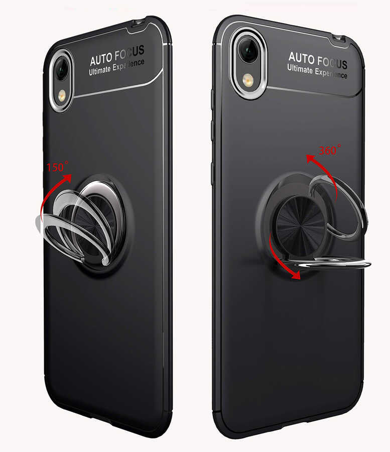 Huawei Y5 2019 Kılıf Zore Ravel Silikon Kapak Siyah-Mavi