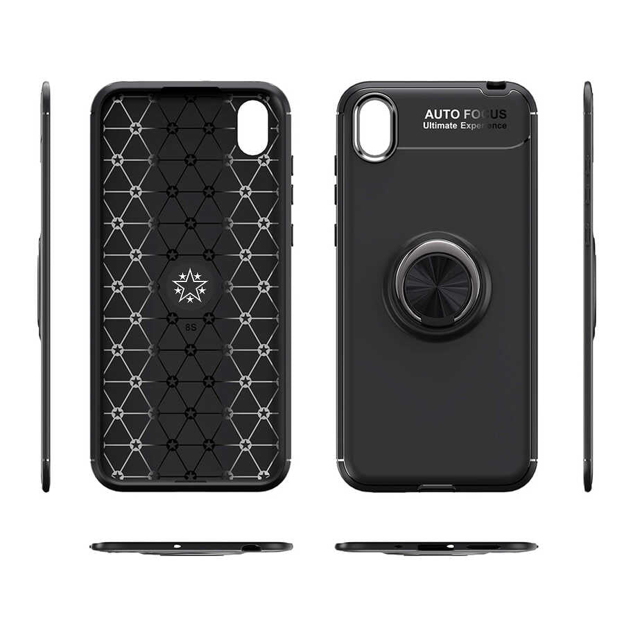 Huawei Y5 2019 Kılıf Zore Ravel Silikon Kapak Siyah-Kırmızı