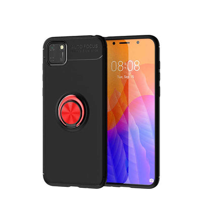 Huawei Y5P Kılıf Zore Ravel Silikon Kapak Siyah-Kırmızı