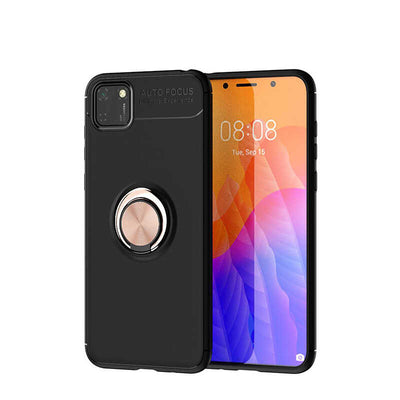 Huawei Y5P Kılıf Zore Ravel Silikon Kapak Siyah-Rose Gold