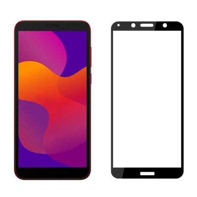 Huawei Y5P Zore Kenarları Kırılmaya Dayanıklı Cam Ekran Koruyucu Siyah