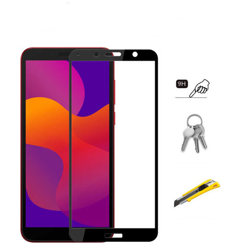 Huawei Y5P Zore Kenarları Kırılmaya Dayanıklı Cam Ekran Koruyucu Siyah