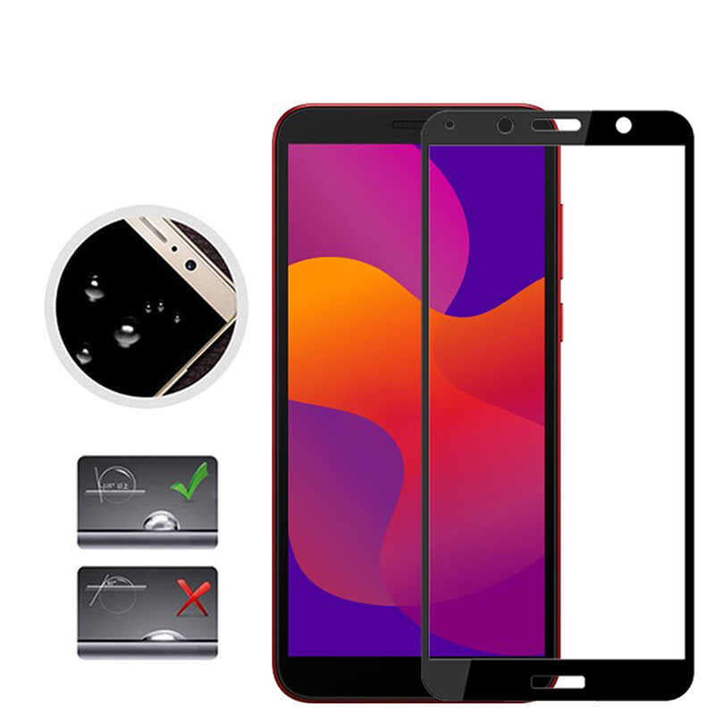 Huawei Y5P Zore Kenarları Kırılmaya Dayanıklı Cam Ekran Koruyucu Siyah