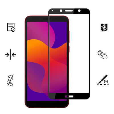 Huawei Y5P Zore Kenarları Kırılmaya Dayanıklı Cam Ekran Koruyucu Siyah
