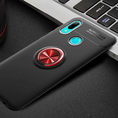 Huawei Y6 2019 Kılıf Zore Ravel Silikon Kapak Siyah-Kırmızı