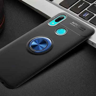 Huawei Y6 2019 Kılıf Zore Ravel Silikon Kapak Siyah-Mavi