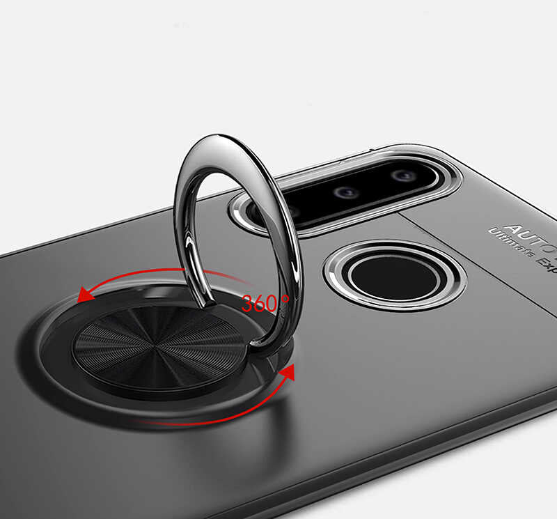 Huawei Y6P Kılıf Zore Ravel Silikon Kapak Siyah-Mavi