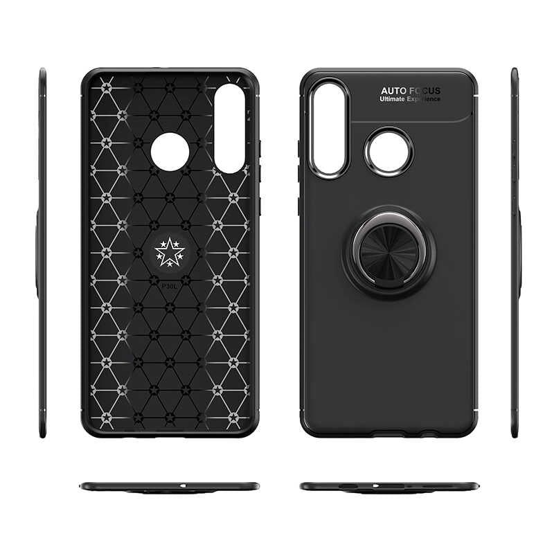 Huawei Y6P Kılıf Zore Ravel Silikon Kapak Siyah-Rose Gold