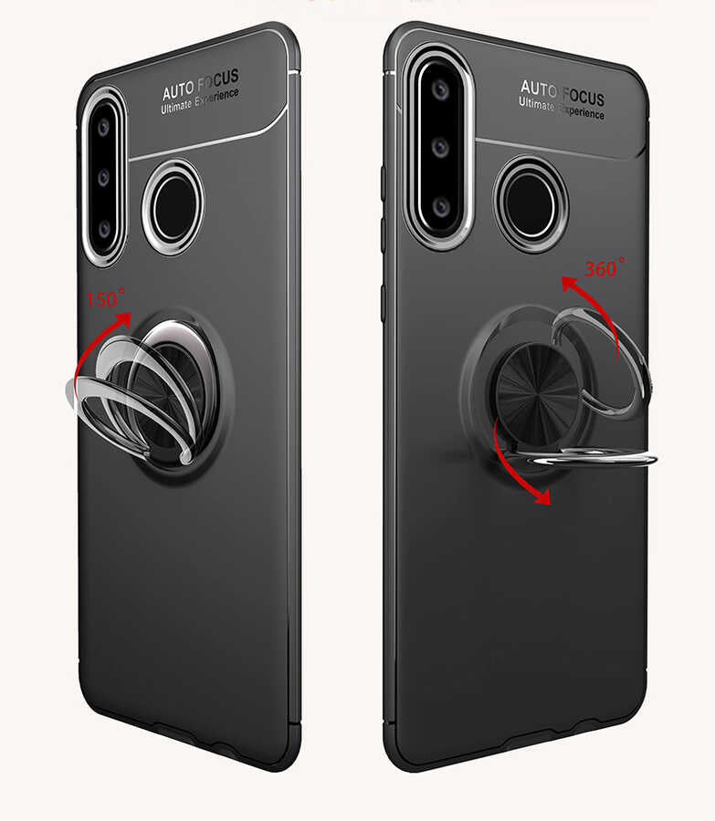 Huawei Y6P Kılıf Zore Ravel Silikon Kapak Siyah-Rose Gold