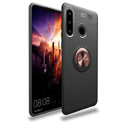 Huawei Y6P Kılıf Zore Ravel Silikon Kapak Siyah-Rose Gold