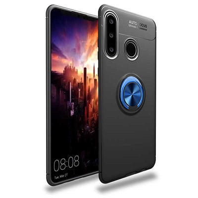 Huawei Y6P Kılıf Zore Ravel Silikon Kapak Siyah-Mavi