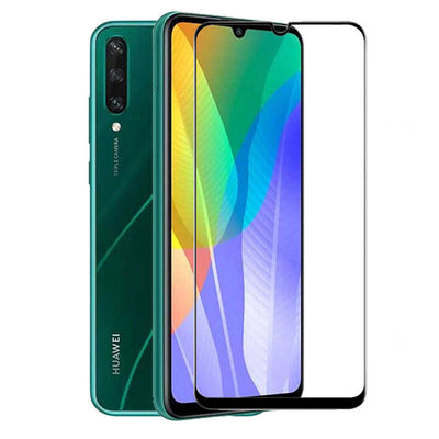 Huawei Y6P Zore Kenarları Kırılmaya Dayanıklı Cam Ekran Koruyucu Siyah