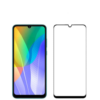Huawei Y6P Zore Kenarları Kırılmaya Dayanıklı Cam Ekran Koruyucu Siyah