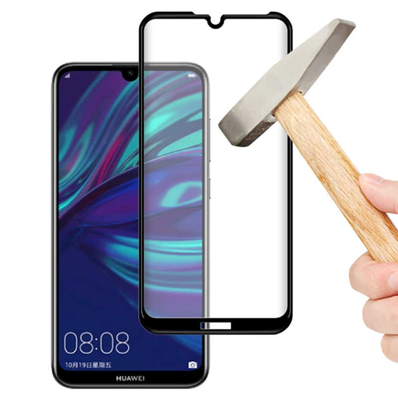 Huawei Y6S 2019 Zore Kenarları Kırılmaya Dayanıklı Cam Ekran Koruyucu Siyah