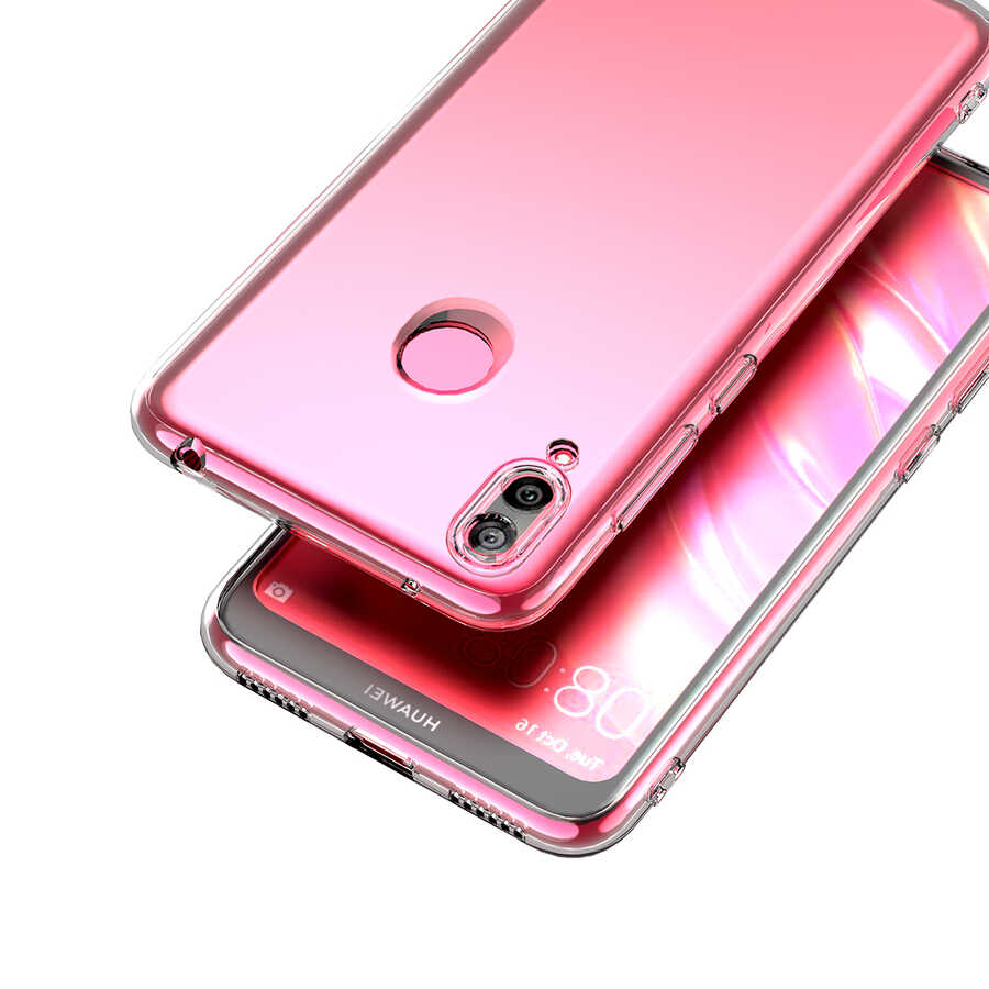 Huawei Y7 Prime 2019 Kılıf Zore Kamera Korumalı Süper Silikon Kapak Renksiz