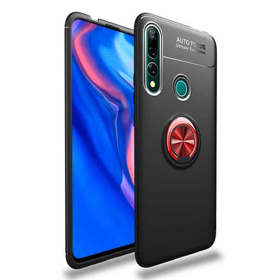 Huawei Y9 Prime 2019 Kılıf Zore Ravel Silikon Kapak Siyah-Kırmızı