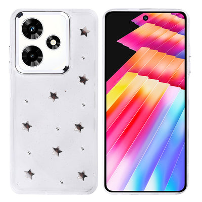 İnfinix Hot 30 Kılıf Airbag Tasarımlı Simli Şeffaf Zore Kutup Kapak Yıldız