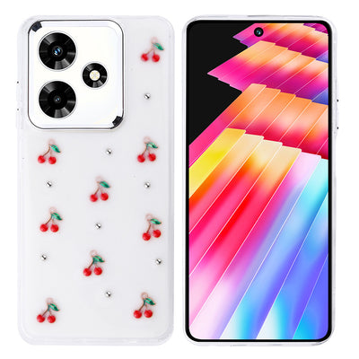 İnfinix Hot 30 Kılıf Airbag Tasarımlı Simli Şeffaf Zore Kutup Kapak Kiraz